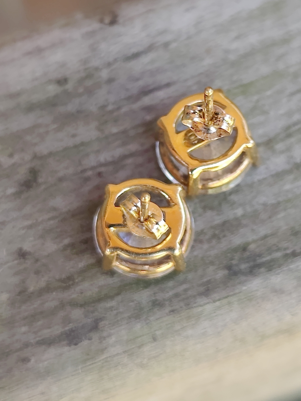 14k Vermeil Sterling Silver CZ Stud Earrings - Picture 5 of 7